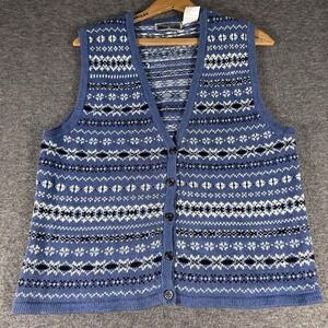 Vtg Erika Classics Fair Isle Sweater Vest Size M Women Cottagecore Teacher